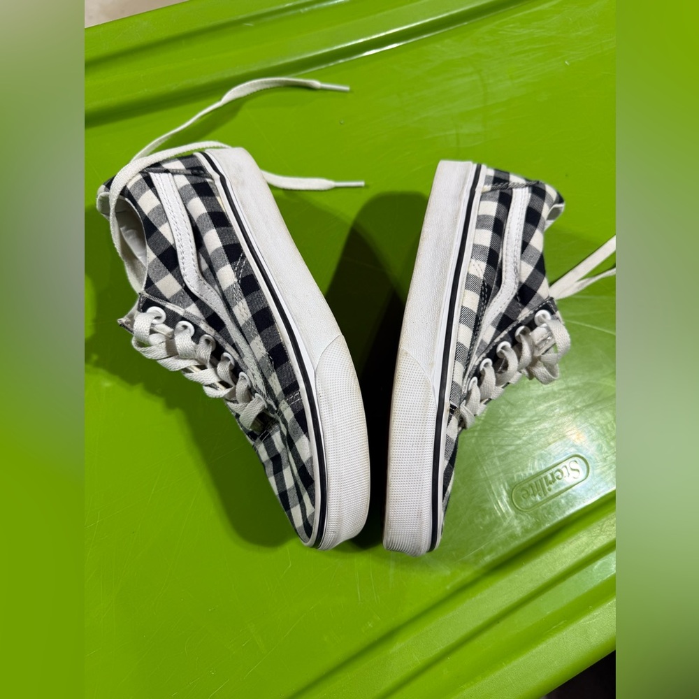 Womens Sz 5 Vans Old Skool Black White Plaid  Shoes Sneakers - Picture 4 of 6